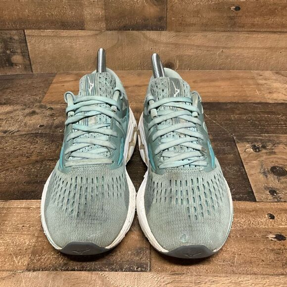 Mizuno Women’s Size 7.5 Wave Inspire 17 Waveknit Running Shoe Dusty Turquoise - Picture 2 of 9